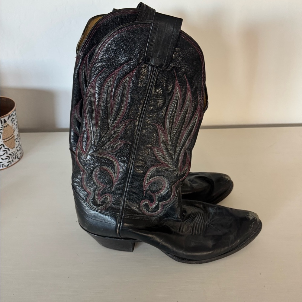 Black Leather Western Cowboy Boots